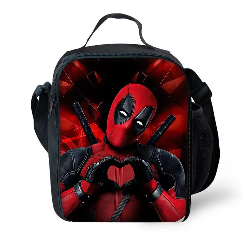 3 pcs set Deadpools Super Heroes Child School Backpack with Lunch Bags ,Pencil Bags ,School Bags for Boys Girls Best Gift