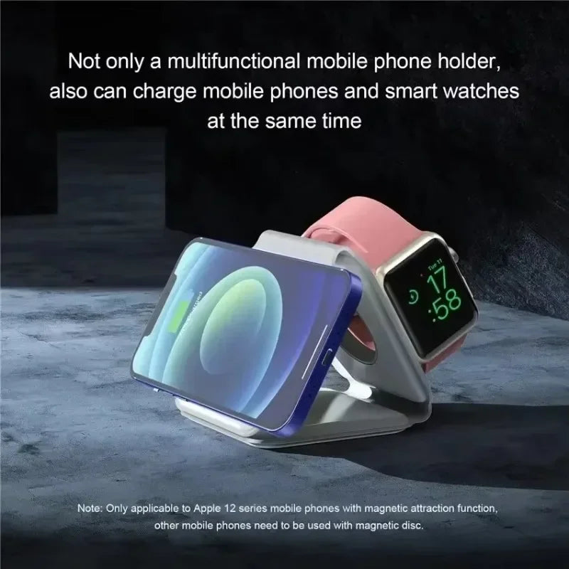 3 in 1 Magnetic Wireless Charger Dock Stand for MagSafe iPhone 16 15 14 13 12 Pro Max Apple Watch 10 9 8 7 AirPods Fast Charging - iBrightCS