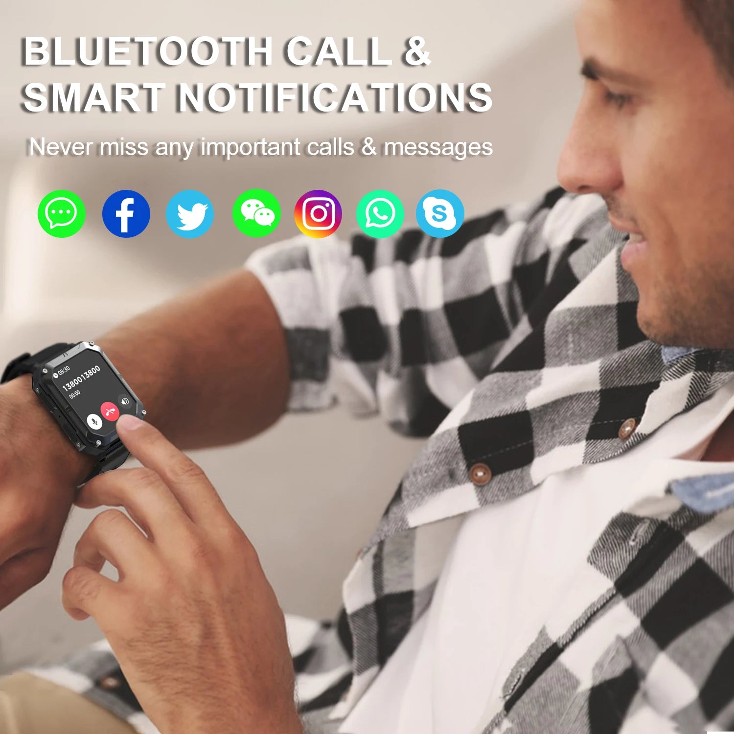 New C20 Pro Smart Watch Men Voice Assistant BT Wireless Call Business Outdoor Sports IP68 Waterproof Wristwatch For Android iOS - iBrightCS