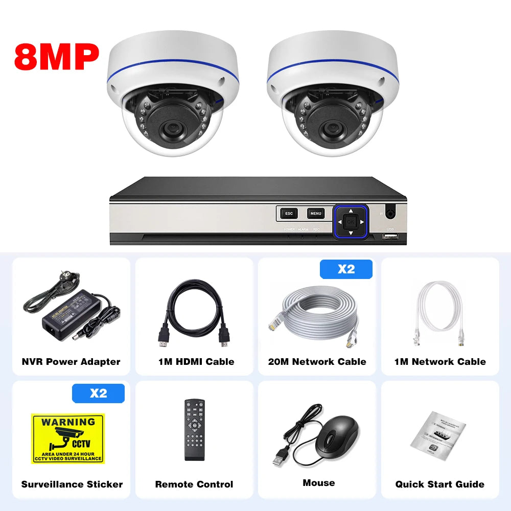 Gadinan 4K POE 10CH NVR Kit 8MP Security Vandalproof Dome Camera System CCTV Outdoor IP Home Video Kit Surveillance Camera Set