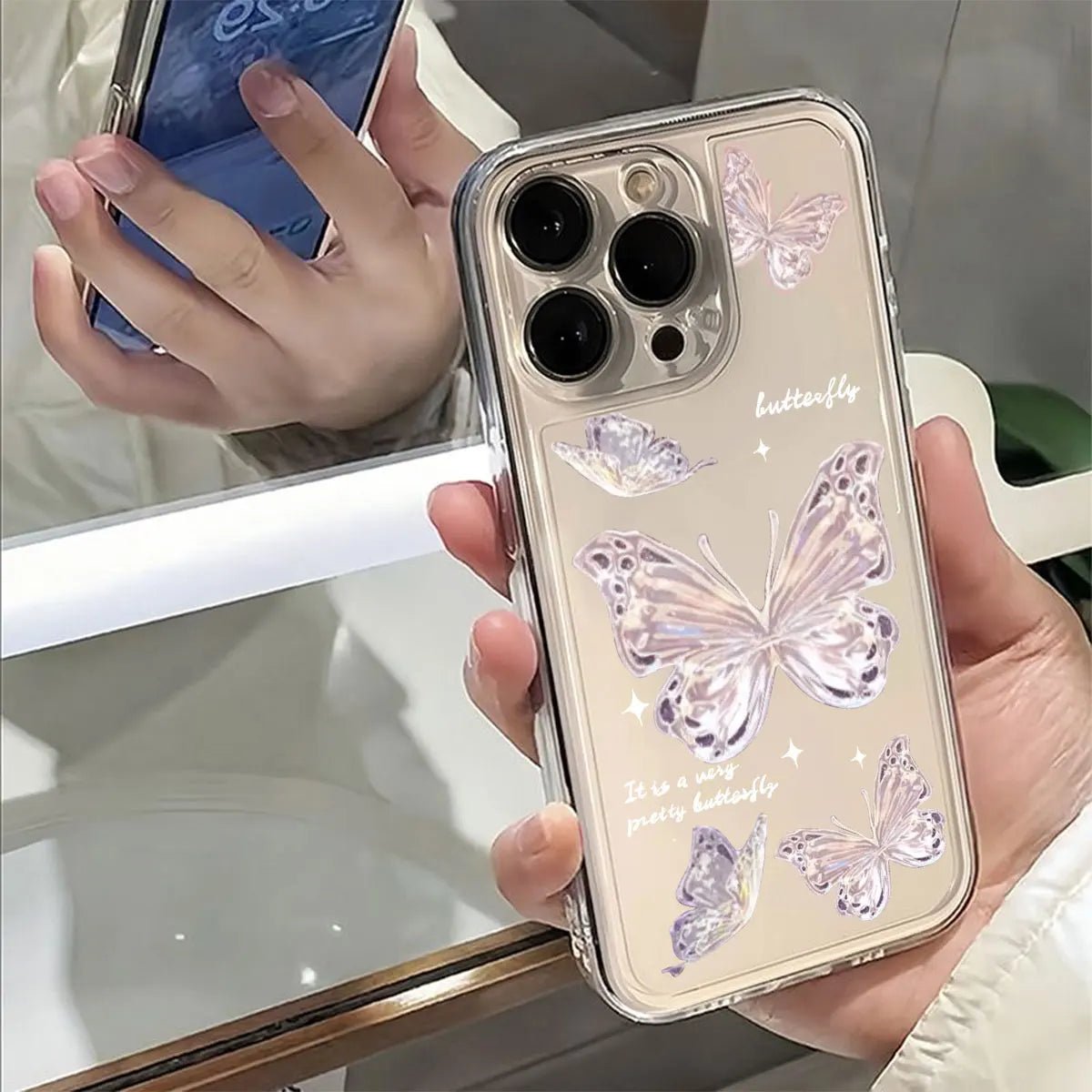 Luxury Butterfly Glitter Clear Phone Case - iPhone 12 13 Pro Max