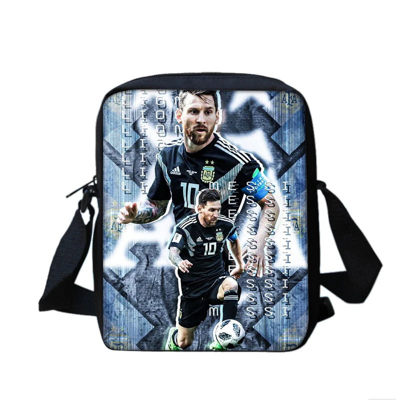 3 pcs set Football Star Child School Backpack with Lunch Bags Pencil Bags School Bags For M-Messis Boys Girls Best Gift
