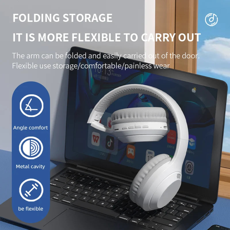 JBJW DR-10 Stereo Bluetooth Headphone Bluetooth 5.3 Immersive Sound Noise Reduction HD Call Microphone 24-hours Battery Headset