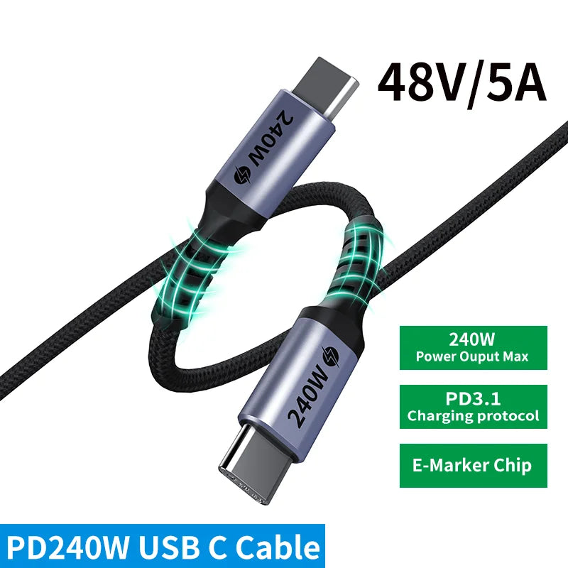 240W USB C to USB C Cable, USB C to Type C Fast Charging Cable for MacBook Pro, iPhone15/15Pro/15Plus/15ProMax, iPad Pro 2020