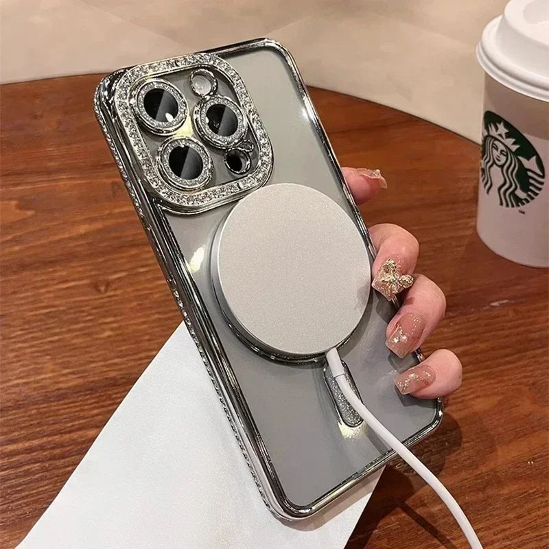 2024 New Fashion Glitter Diamond Transparent Case - iPhone 16 Pro Max