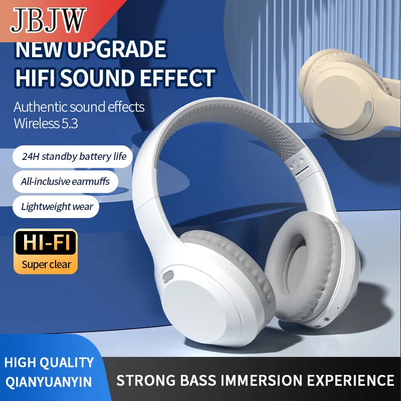 JBJW DR-10 Stereo Bluetooth Headphone Bluetooth 5.3 Immersive Sound Noise Reduction HD Call Microphone 24-hours Battery Headset