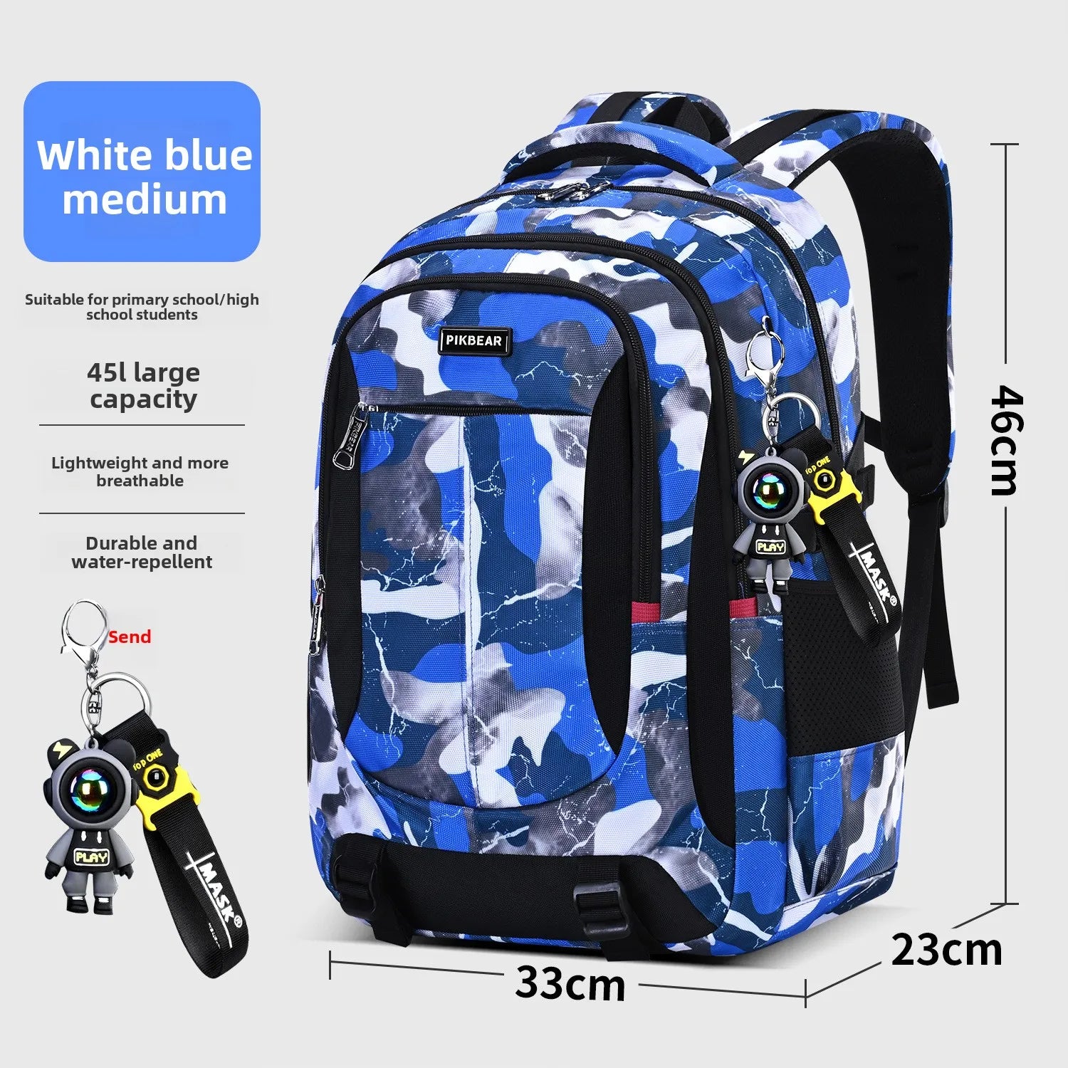 Astronaut pendant Orthopedic Men Laptops Backpack Teenages Camouflage Schoolbag Primary Waterproof Backpacks student School Bags - iBrightCS