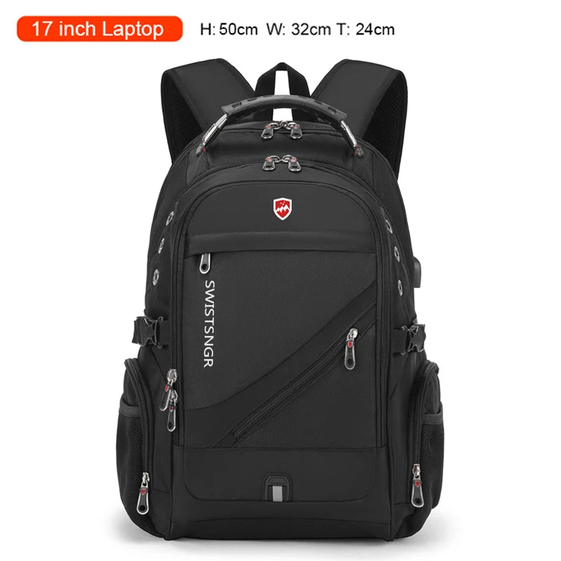 2025 New Waterproof Man Backpack Fit 17inch Laptop USB Charging Backpack Women Oxford Travel Male Bag Vintage School Bag Mochila - iBrightCS