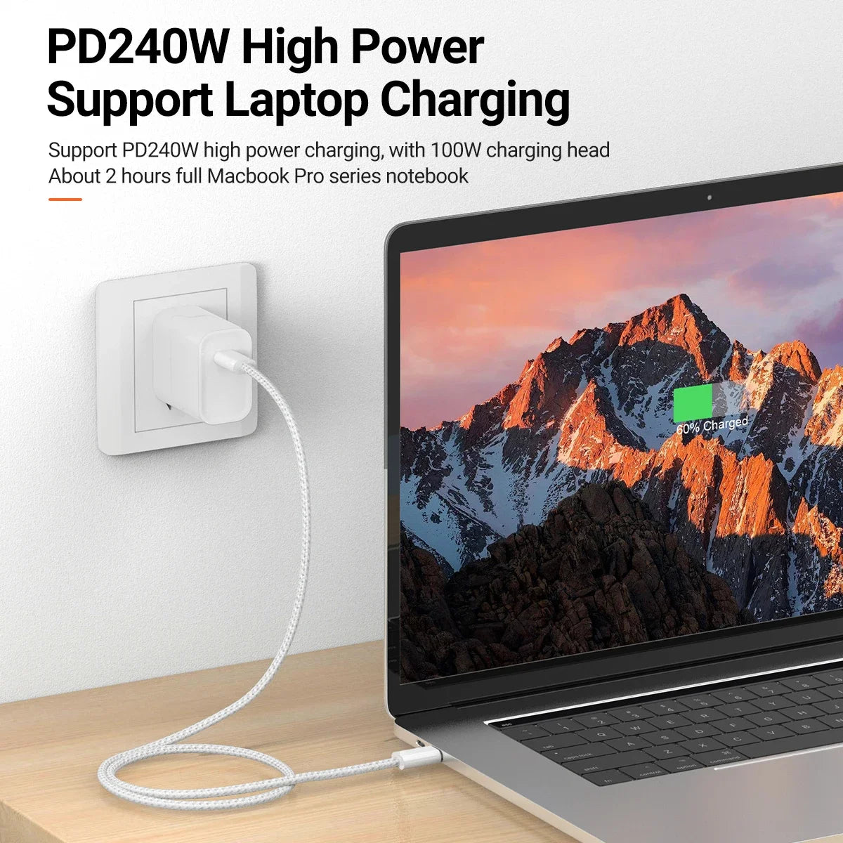 240W USB C to USB C Cable, USB C to Type C Fast Charging Cable for MacBook Pro, iPhone15/15Pro/15Plus/15ProMax, iPad Pro 2020