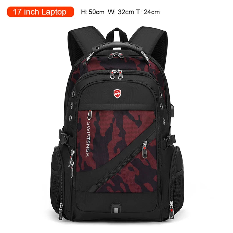 2025 New Waterproof Man Backpack Fit 17inch Laptop USB Charging Backpack Women Oxford Travel Male Bag Vintage School Bag Mochila - iBrightCS