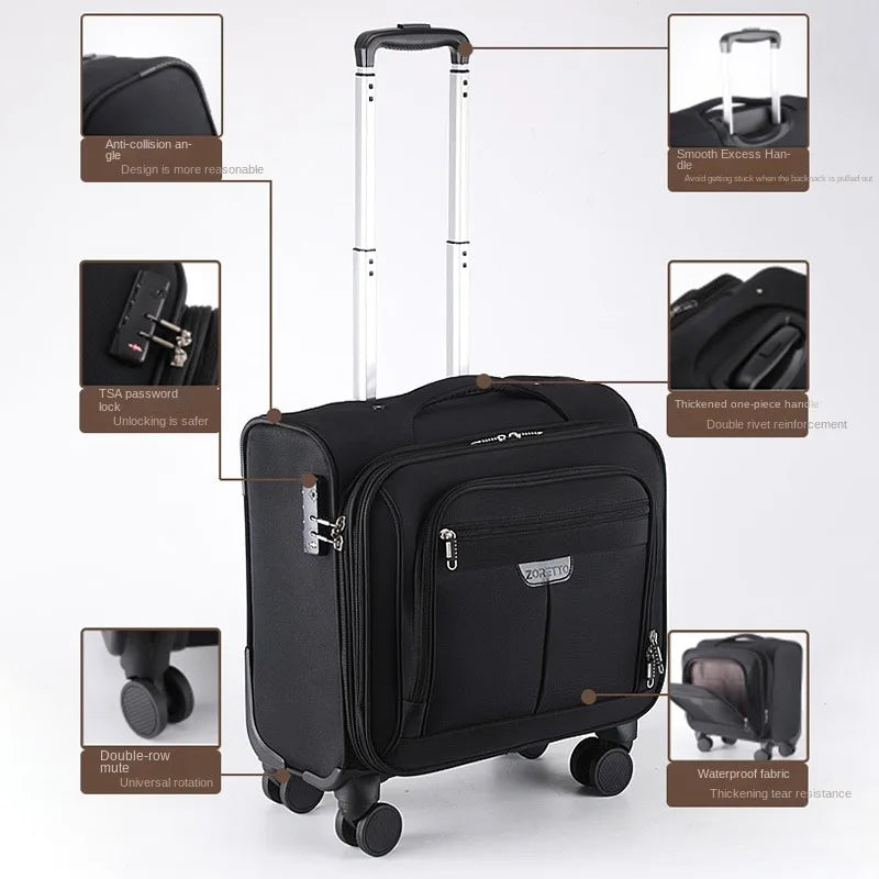 Oxford Cloth Luggage 20 Inch Compact Luggage Carrier Business Trolley Lightweight Suitcases Durable Compact Travel Suitcase