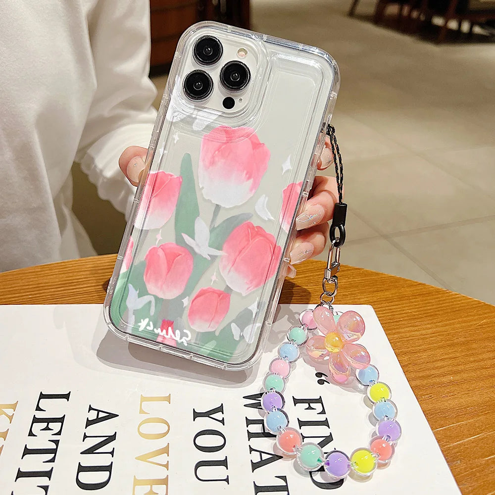 Flower Hang Phone Chain Case - Cases iPhone  6 6s 7 8 14 Plus SE 2020