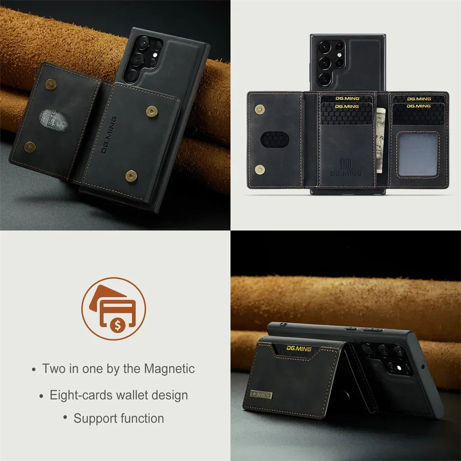 Luxury Magnetic Leather Wallet Case - Samsung Galaxy S25 Ultra S24 S23 S20 S21 S22 Plus Note 20