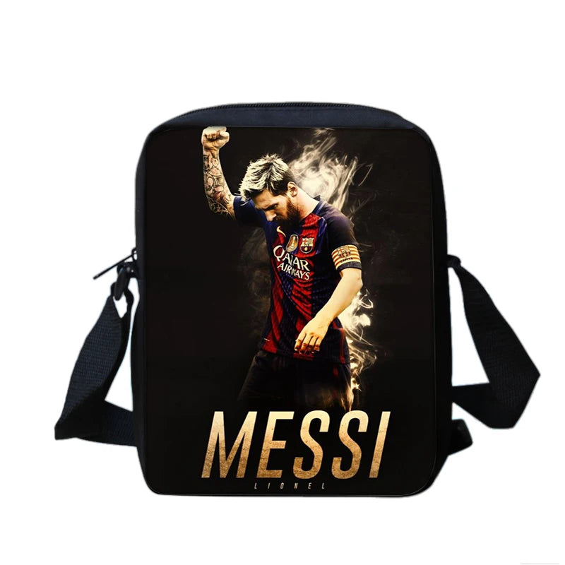 3 pcs set Football Star Child School Backpack with Lunch Bags Pencil Bags School Bags For M-Messis Boys Girls Best Gift