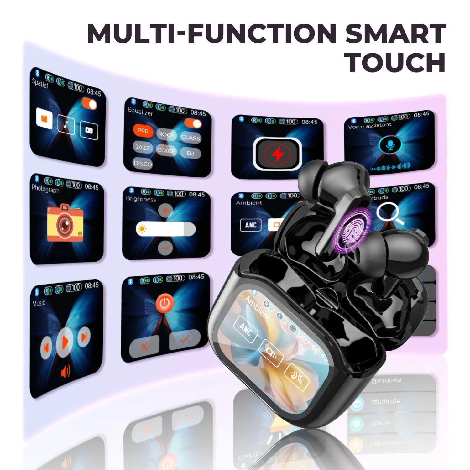 2PCS Touch Screen Translation Headphones 144 Languages Two-Way Real Time Translator Headsets Travel Business Bluetooth Earbuds - iBrightCS