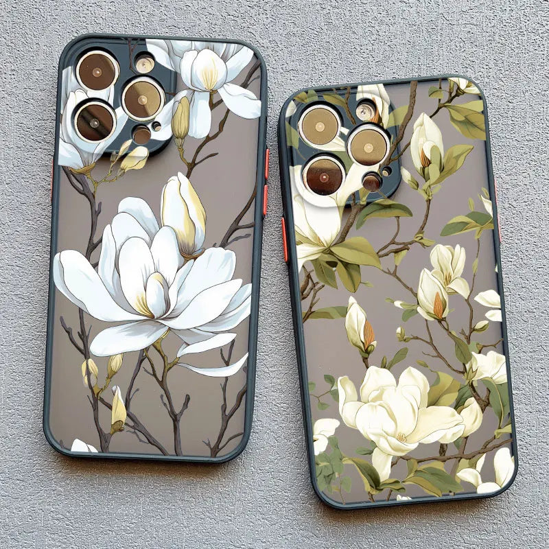 Magnolia Flower Phone Case For iPhone 13 12 11 Pro Max Mini 16 15 14 Plus Pro Max X XR XS SE2 8 7 Plus Shockproof Back Covers