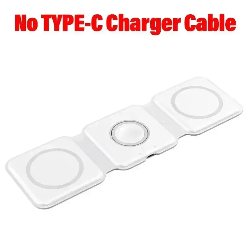 3 in 1 Magnetic Wireless Charger Dock Stand for MagSafe iPhone 16 15 14 13 12 Pro Max Apple Watch 10 9 8 7 AirPods Fast Charging
