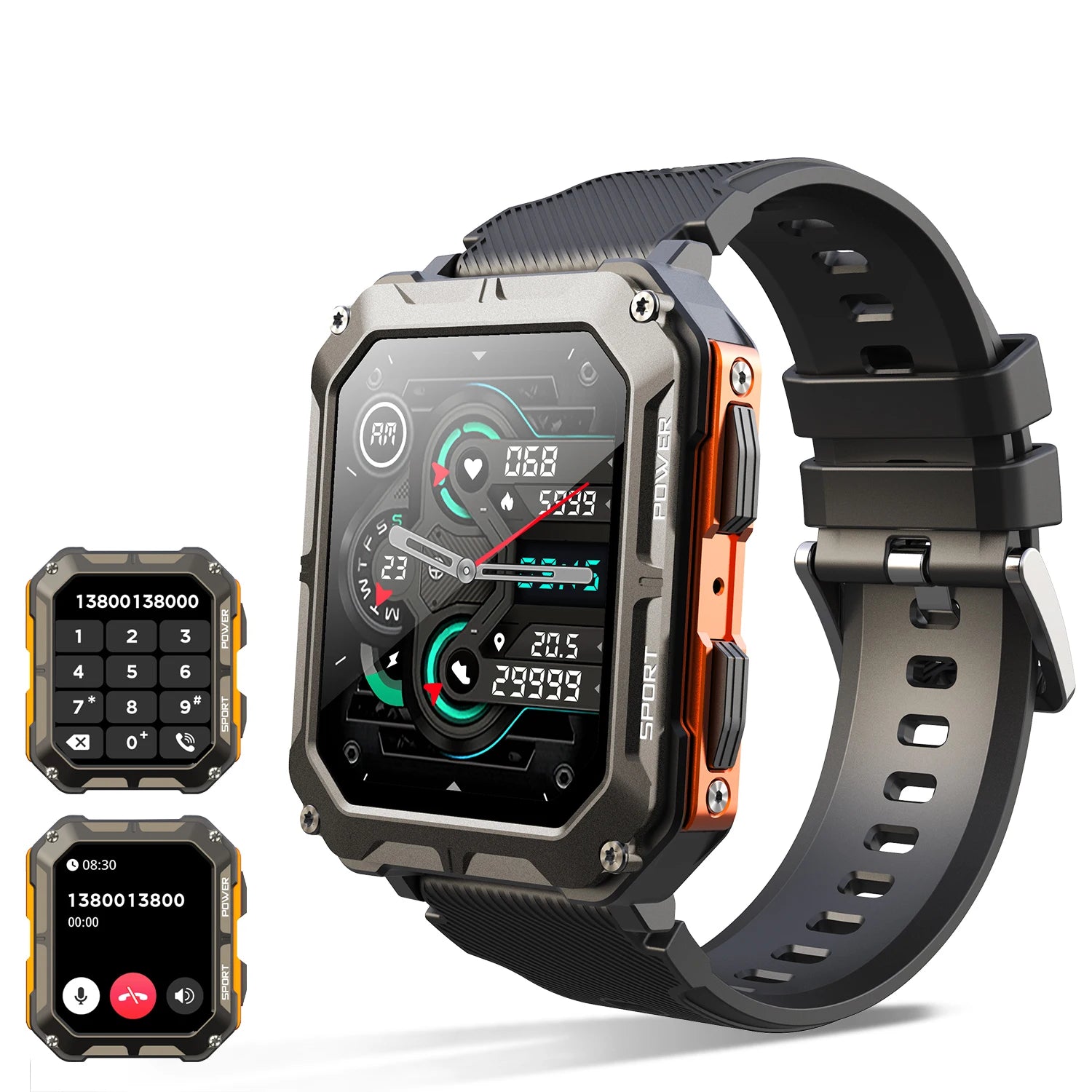 New C20 Pro Smart Watch Men Voice Assistant BT Wireless Call Business Outdoor Sports IP68 Waterproof Wristwatch For Android iOS - iBrightCS