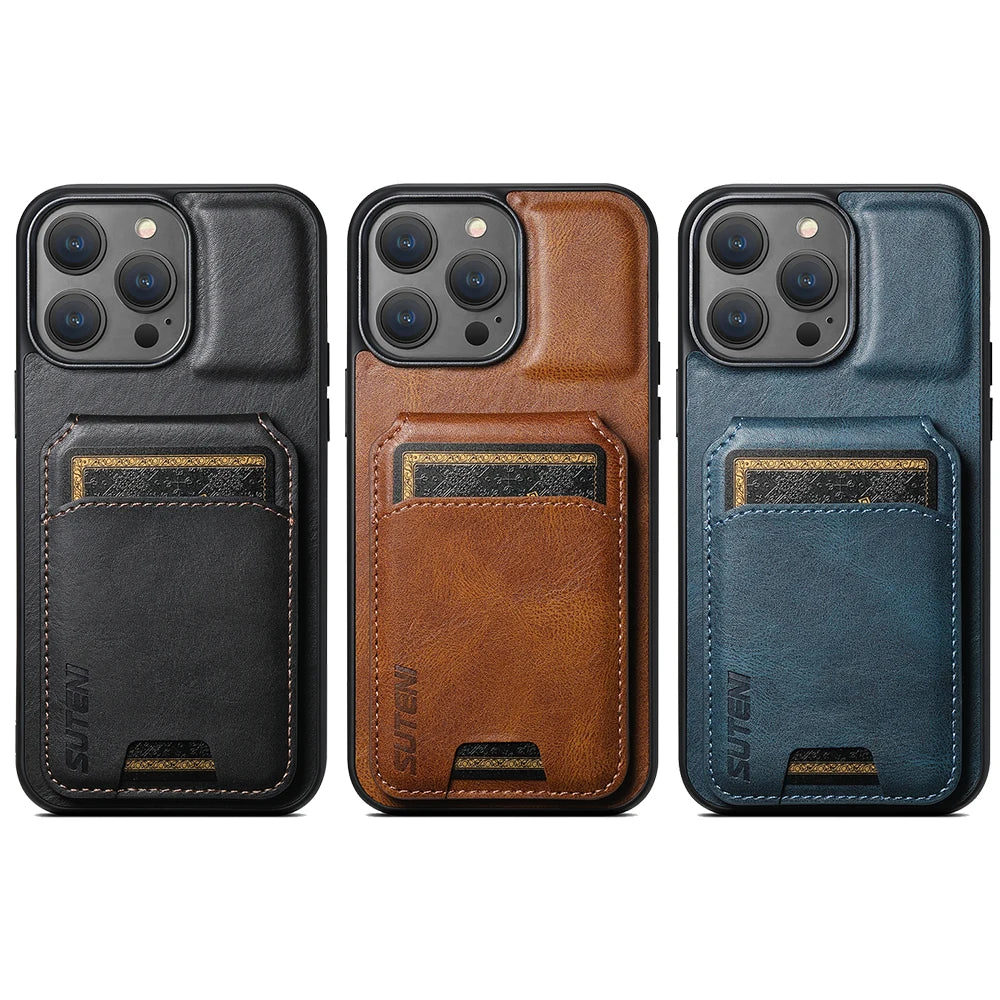 Luxury Leather Magnetic Case & Wallet - iPhone X XS XR 11 12 13 14 15 Plus 16 Pro Max