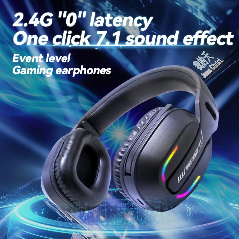 Wireless Gaming Headset GT100 2.4G Over Ear Bluetooth5.4 Headphone HiFi Stereo Sound Sport Running Earphone With Mic For PS4/PS5