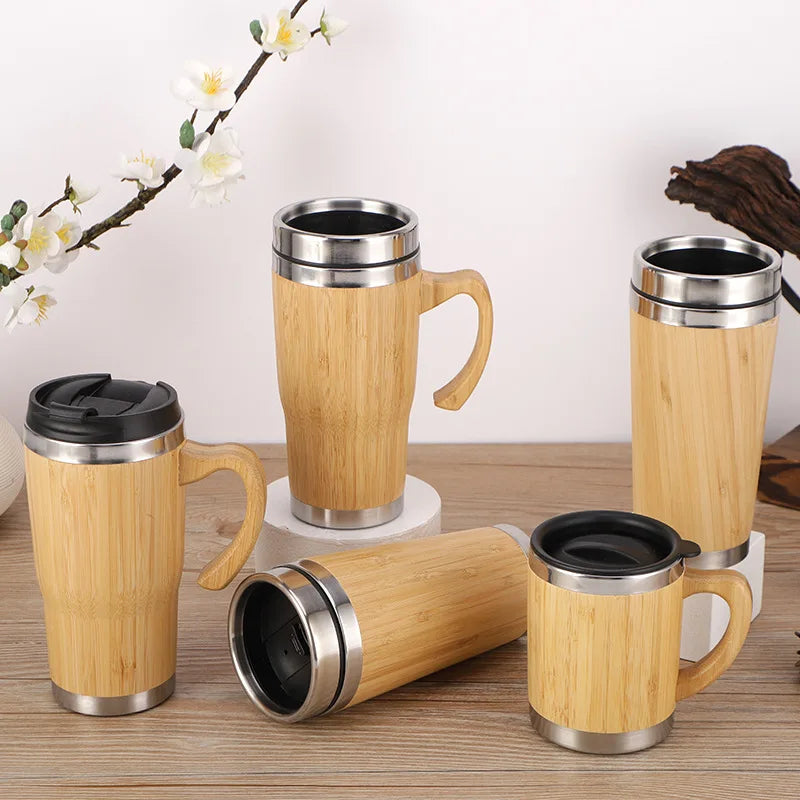 Bamboo Thermos Insulated Mup Creative Bamboo Insulated Water Bottle Heated Travel Cup Office Cup - iBrightCS