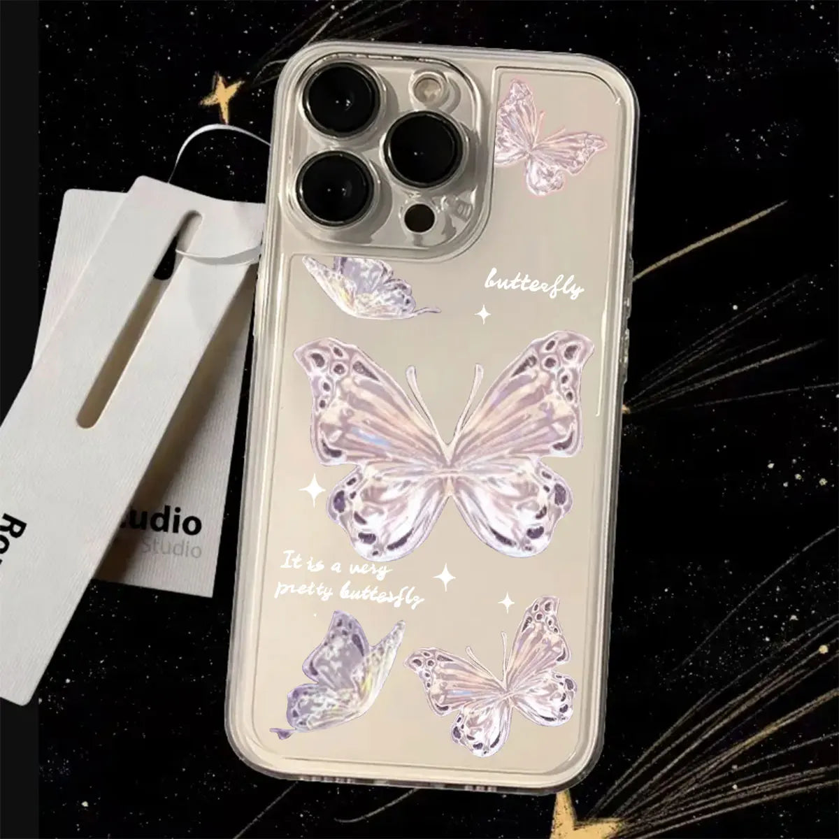 Luxury Butterfly Glitter Clear Phone Case - iPhone 12 13 Pro Max