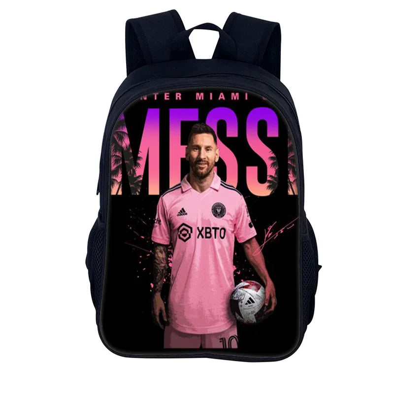 3 pcs set Football Star Child School Backpack with Lunch Bags Pencil Bags School Bags For M-Messis Boys Girls Best Gift