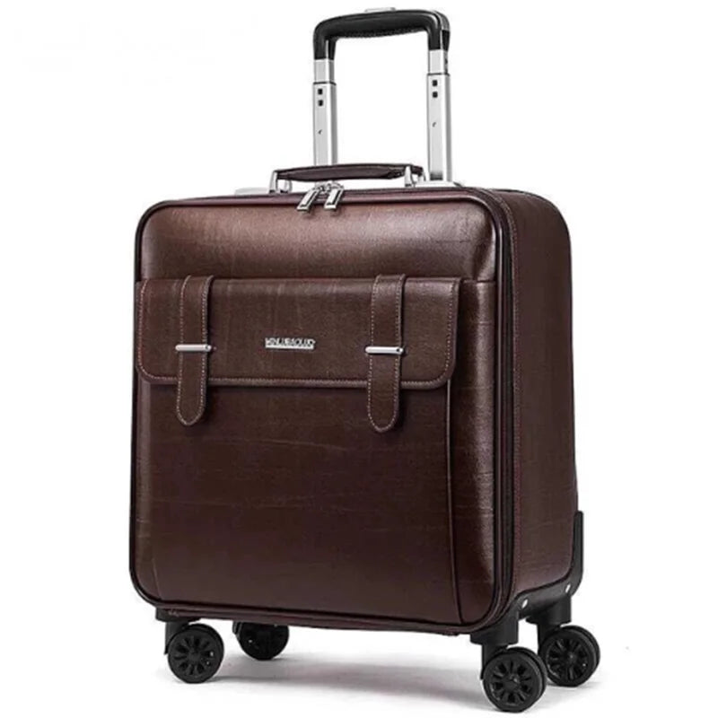 Genuine Leather Trolley Suitcase 20-inch Cowhide Luggage Leather Case with Multi-directional Wheels16-inch Business Cabin Case