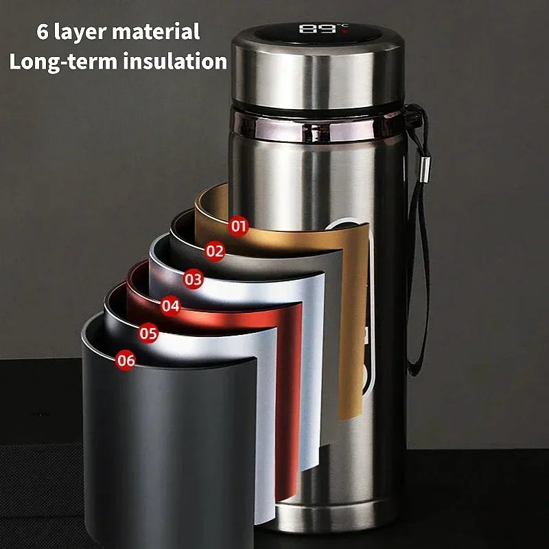 LED Temperature 500ML-1Liter Stainless Steel Thermos Bottle withDisplay Sus304 Tea Water Bottle Vacuum Flask Portable Cups