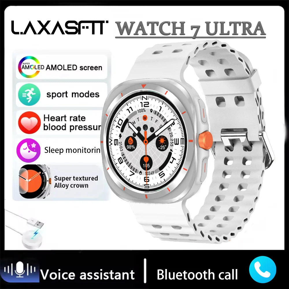 LAXASFIT Watch 7 Ultra Smartwatch Bluetooth Talk HD AMOLED Screen Fitness Tracker Health Monitoring Smartwatch for Android IOS - iBrightCS