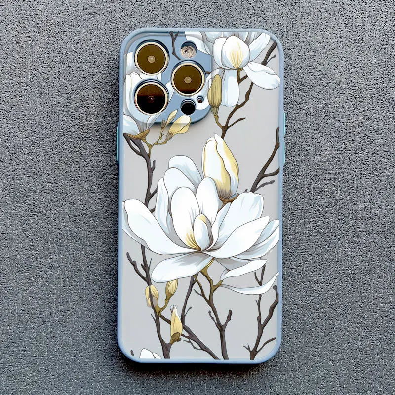 Magnolia Flower Phone Case For iPhone 13 12 11 Pro Max Mini 16 15 14 Plus Pro Max X XR XS SE2 8 7 Plus Shockproof Back Covers