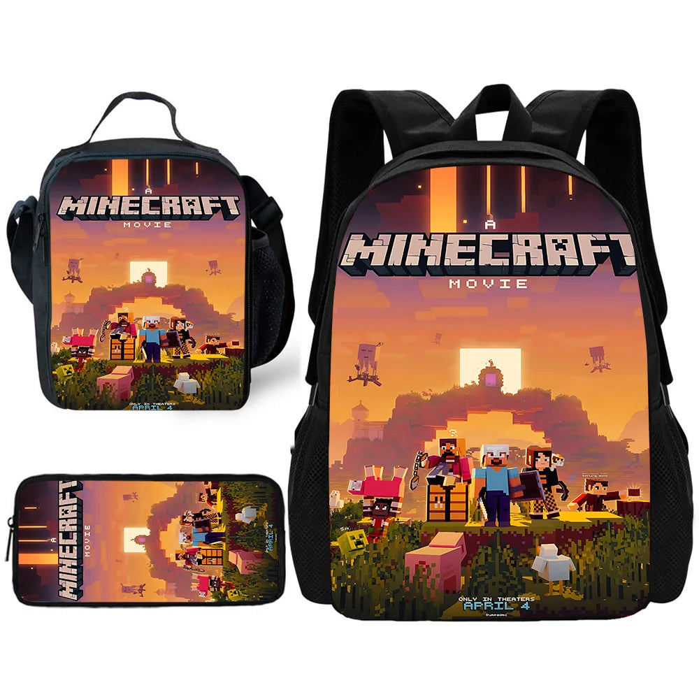 Child School Cartoon For M-My W-Worlds Backpack with Lunch Bags ,Pencil Bags ,School Bags for Boys Girls Best Gift