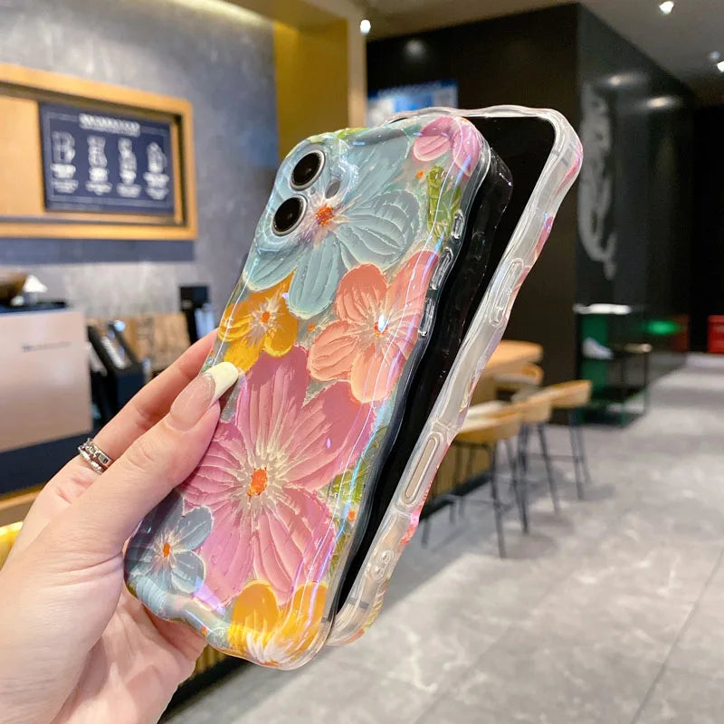 Luxury 3D Flower Anti Knock Back Case for iPhone 15 Pro Max 14 13 Pro Protective Cover for iPhone 16 Pro Max 15 14 13 12 11 Capa - iBrightCS