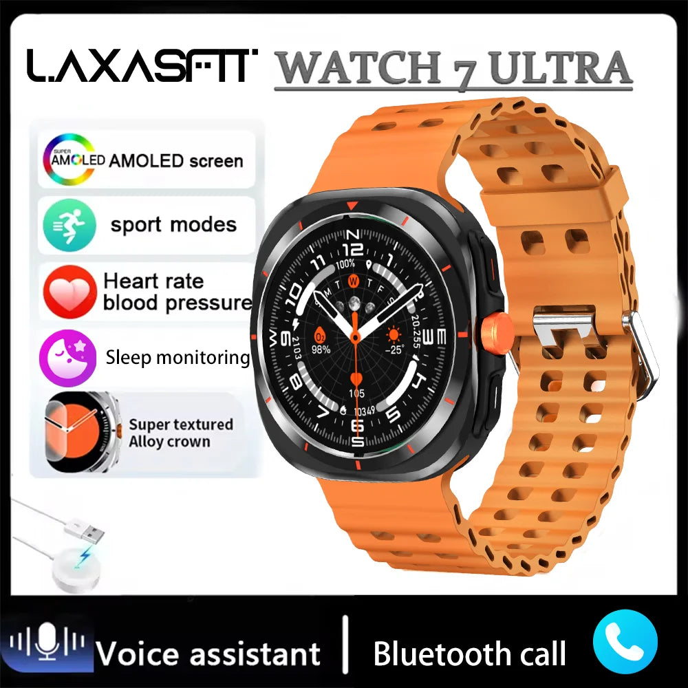LAXASFIT Watch 7 Ultra Smartwatch Bluetooth Talk HD AMOLED Screen Fitness Tracker Health Monitoring Smartwatch for Android IOS - iBrightCS