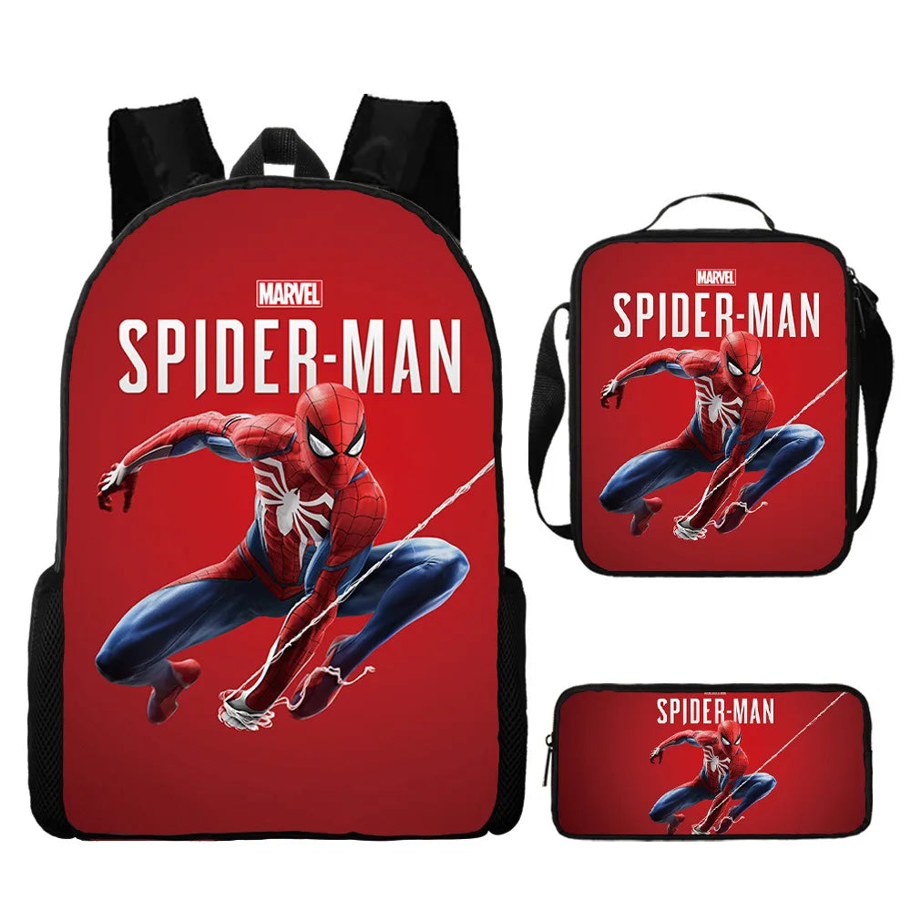 Disney 3pc Backpack Set Large Capacity Boy's Schoolbag Spider Man Shoulder Bag Pen Case Fashion Bag Student Gift