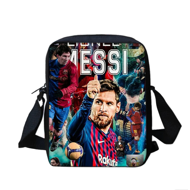 3 pcs set Football Star Child School Backpack with Lunch Bags Pencil Bags School Bags For M-Messis Boys Girls Best Gift