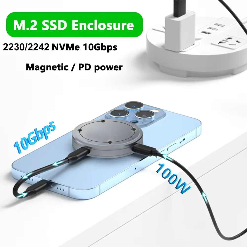 8-IN-1 Magnetic Enclosure 10Gbps SSD Case USB C