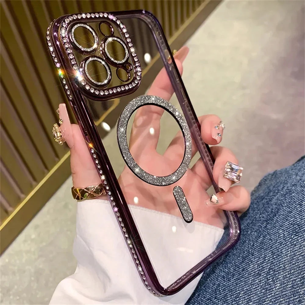 2024 New Fashion Glitter Diamond Transparent Case - iPhone 16 Pro Max