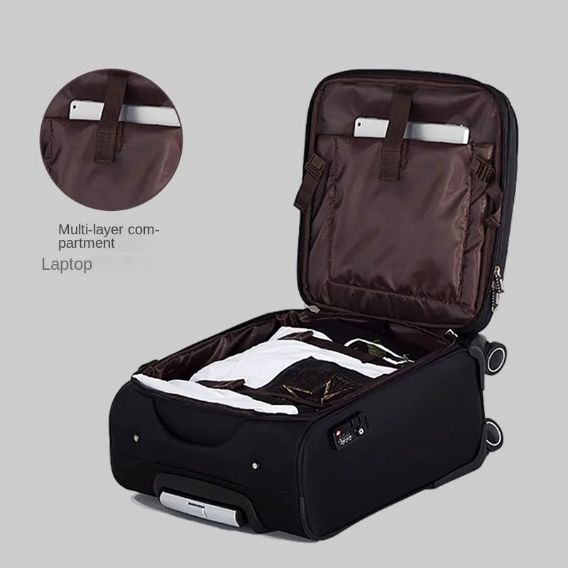 Oxford Cloth Luggage 20 Inch Compact Luggage Carrier Business Trolley Lightweight Suitcases Durable Compact Travel Suitcase