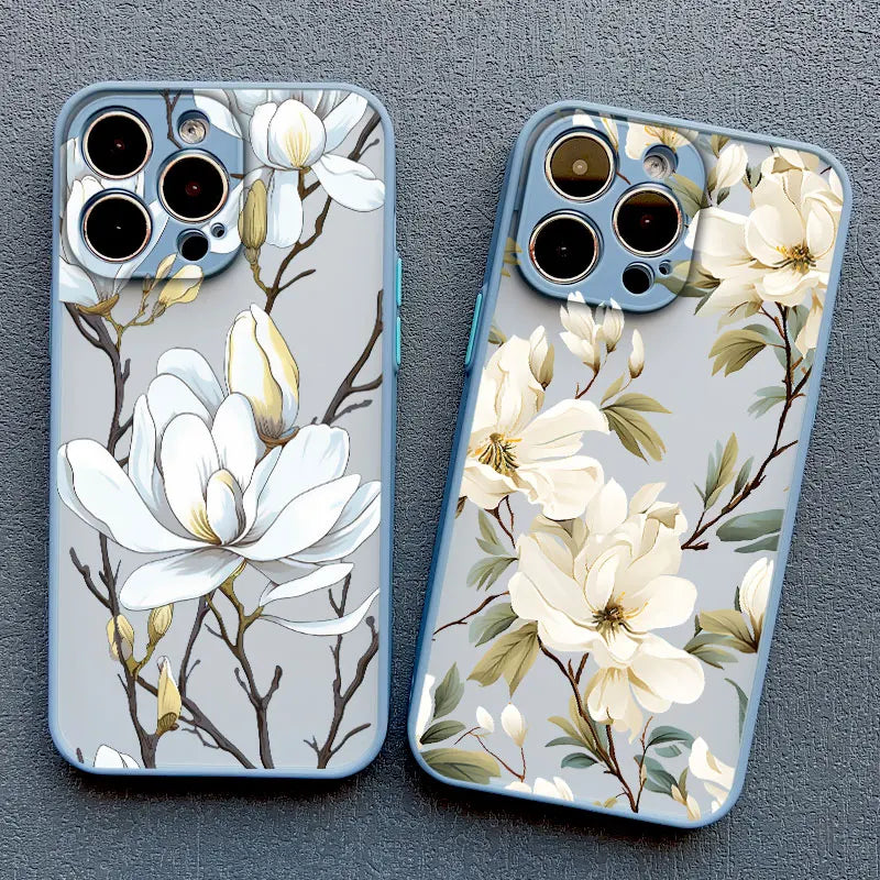 Magnolia Flower Phone Case For iPhone 13 12 11 Pro Max Mini 16 15 14 Plus Pro Max X XR XS SE2 8 7 Plus Shockproof Back Covers