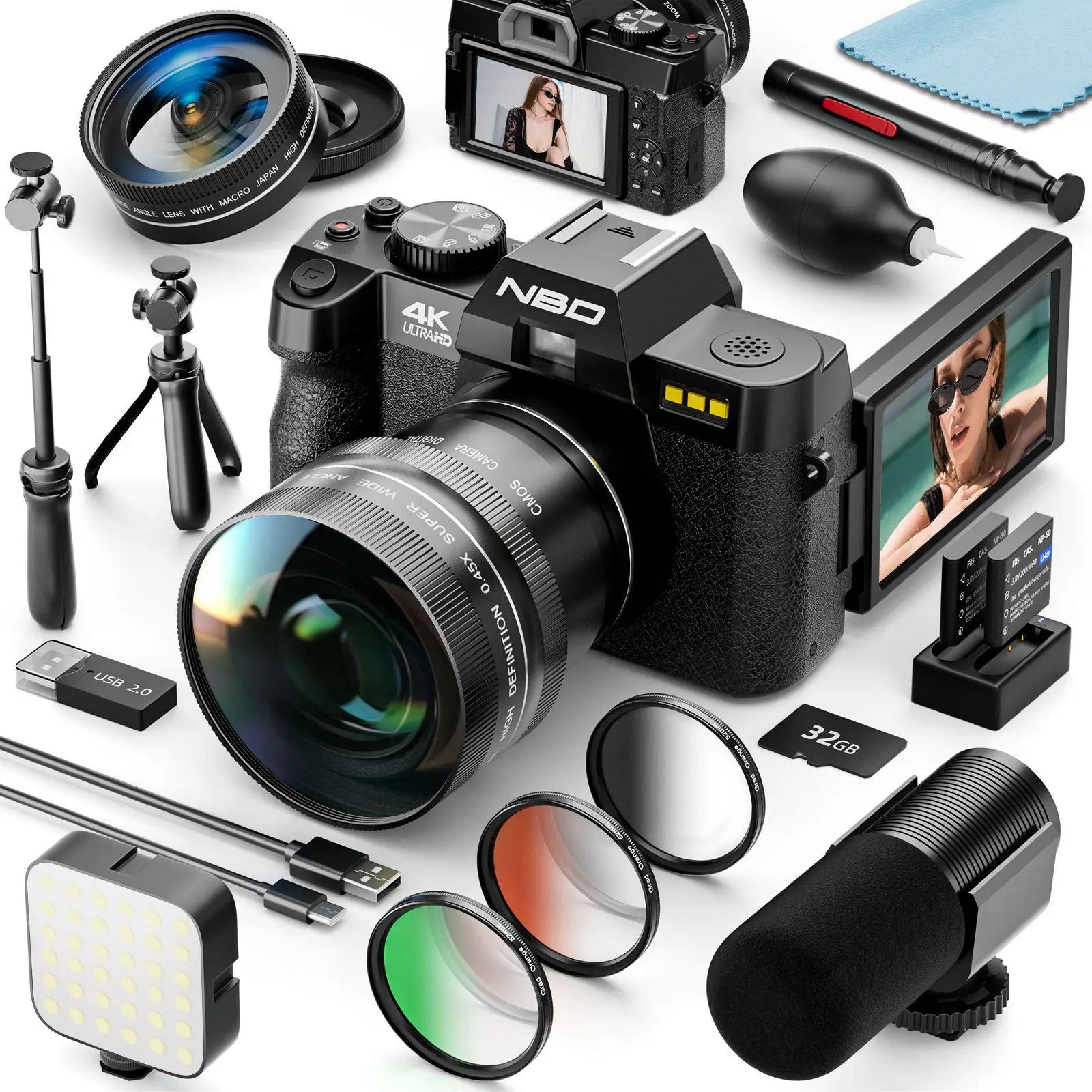 NBD 4K Digital Camera for Photography 48MP Vlogging Camera with Microphone WiFi 3-Color Filter, 16X Digital Zoom Camera iBrightCS
