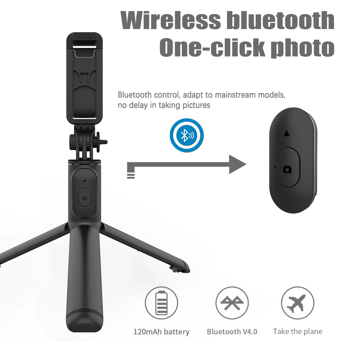 Mini Wireless Selfie Stick Mini Tripod Extendable Monopod Remote Shutter for IOS Android Phone Live Vlog Video Travel New Design