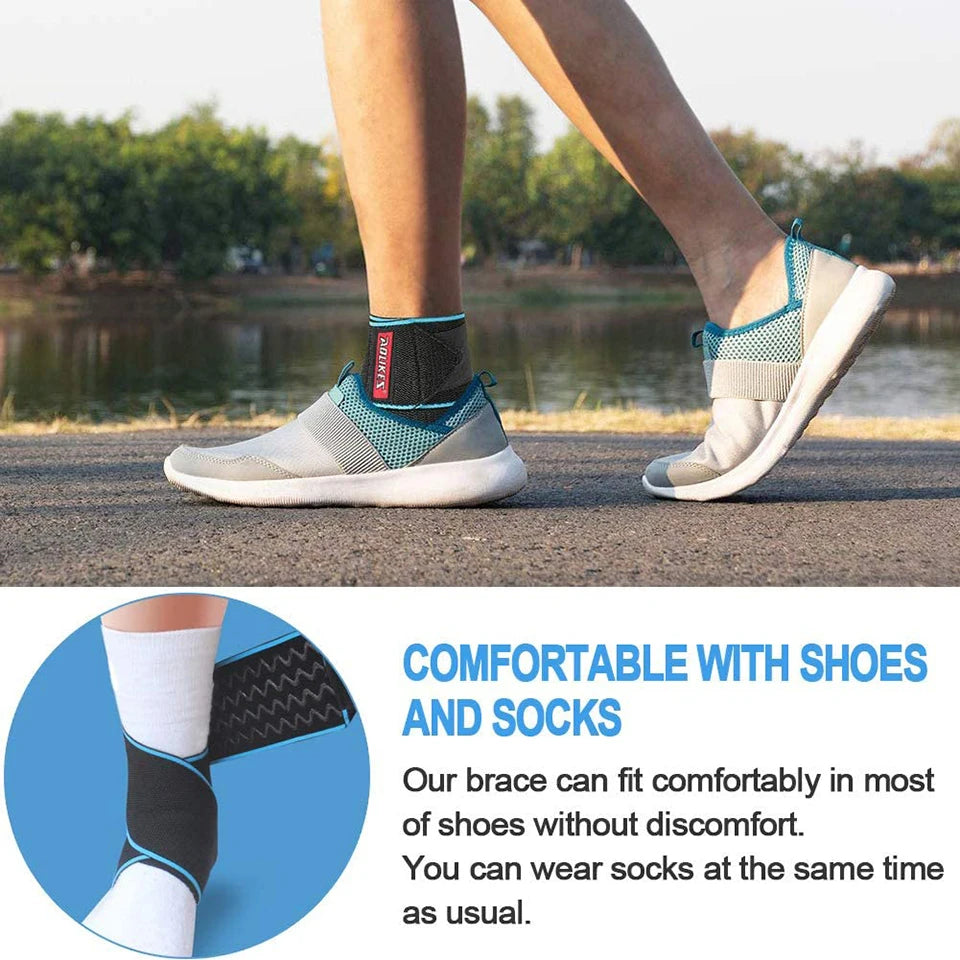 AOLIKES 1 PCS Elastic Silicone Ankle Support Brace Strap Basketball Football Ankle Brace Wraps, Adjustable Ankle Stabilizer - iBrightCS