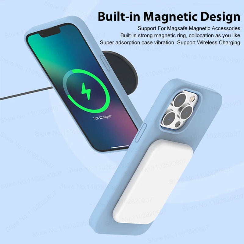 Liquid Silicone Magnetic Cases - iPhone 15 14 11 13 12 Pro Max Plus