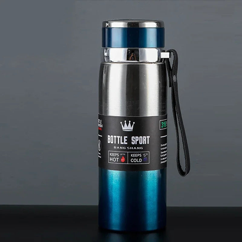 1000ml Thermal Water Bottle with Handle Vacuum Double Sports Bottle for Water Tea Coffee Insulation Cup Large Capacity Portable