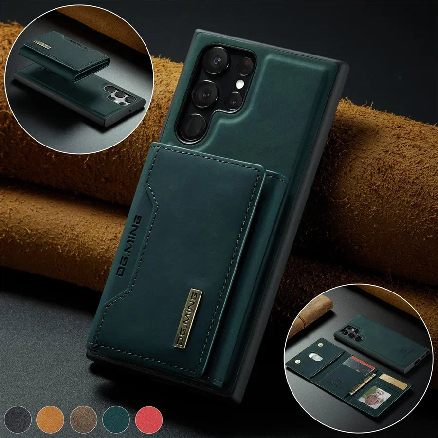 Luxury Magnetic Leather Wallet Case - Samsung Galaxy S25 Ultra S24 S23 S20 S21 S22 Plus Note 20