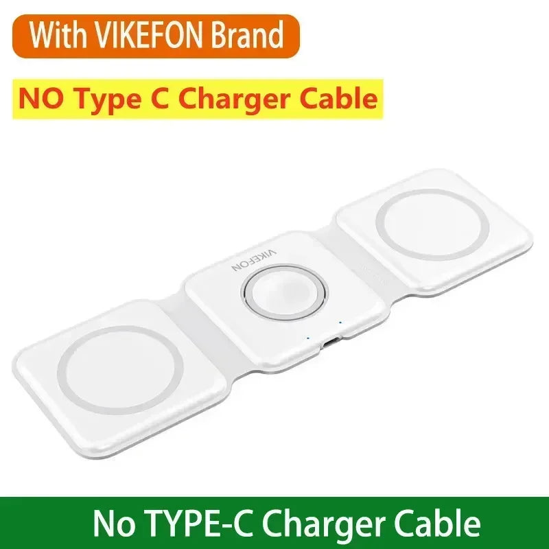 3 in 1 Magnetic Wireless Charger Dock Stand for MagSafe iPhone 16 15 14 13 12 Pro Max Apple Watch 10 9 8 7 AirPods Fast Charging