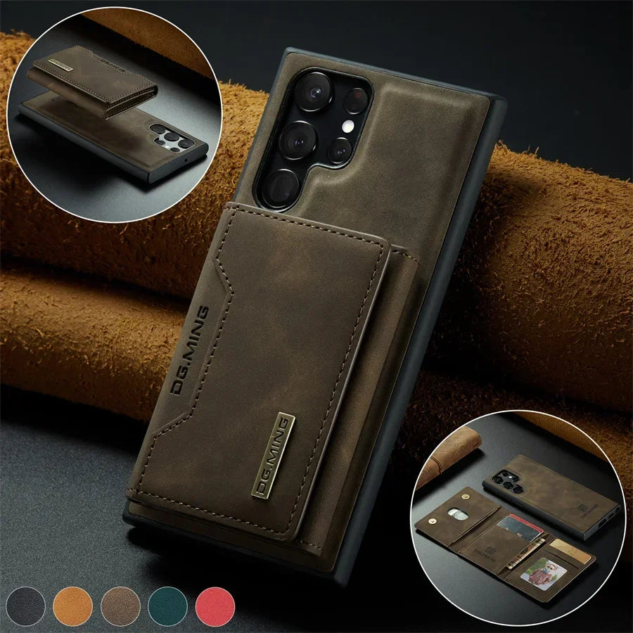 Luxury Magnetic Leather Wallet Case - Samsung Galaxy S25 Ultra S24 S23 S20 S21 S22 Plus Note 20