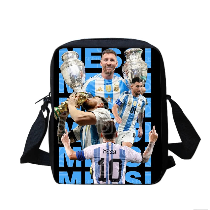3 pcs set Football Star Child School Backpack with Lunch Bags Pencil Bags School Bags For M-Messis Boys Girls Best Gift