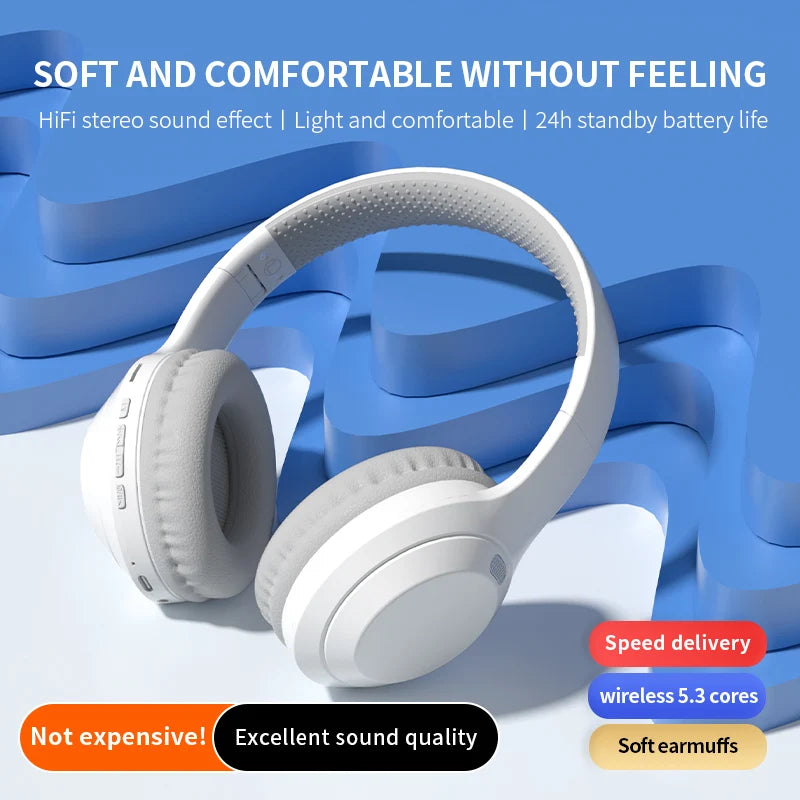 JBJW DR-10 Stereo Bluetooth Headphone Bluetooth 5.3 Immersive Sound Noise Reduction HD Call Microphone 24-hours Battery Headset